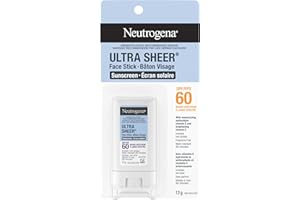 Neutrogena Ultra Sheer Face Stick Sunscreen SPF 60, Sensitive Skin Care, Mess-Free Broad Spectrum Sun Protection, Water Resis