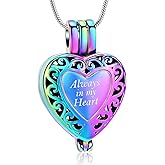 zeqingjw Heart Urn Necklace for Ashes Always in My Heart Cremation Jewelry Memorial Locket Ashes Pendant Keepsake Necklace Gift