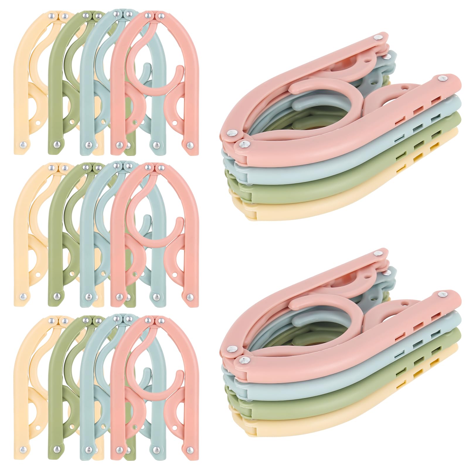 Travel Hangers 20 PCS Folding Clothes Hangers Portable Plastic Clothes Coats Hangers Non-SlipTravel Hanger Portable Folding Foldable Space Saving Coat Hanger for Home,Hotel,Travel,Camping (Color 1)