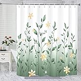 GKLEASG Eucalyptus Shower Curtain, Ombre Floral Leaves Plant Washable Fabric Bath Decor with 12 Hooks 72x72 inches, Sage Green