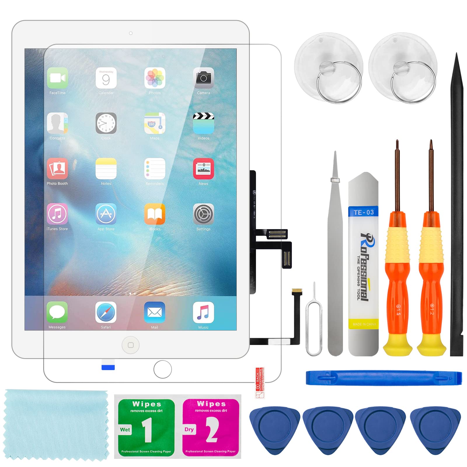 S-Union Screen Replacement Kit with Tempered Glass Film,Upgraded Touch Screen Digitizer only for Air 1st Generation A1474 A1475 A1476 (White)