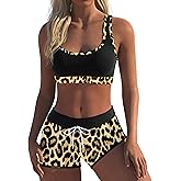 Wenly zeng Womens Sport Two Piece Swimsuits Racerback Tops Boyshort Bottom