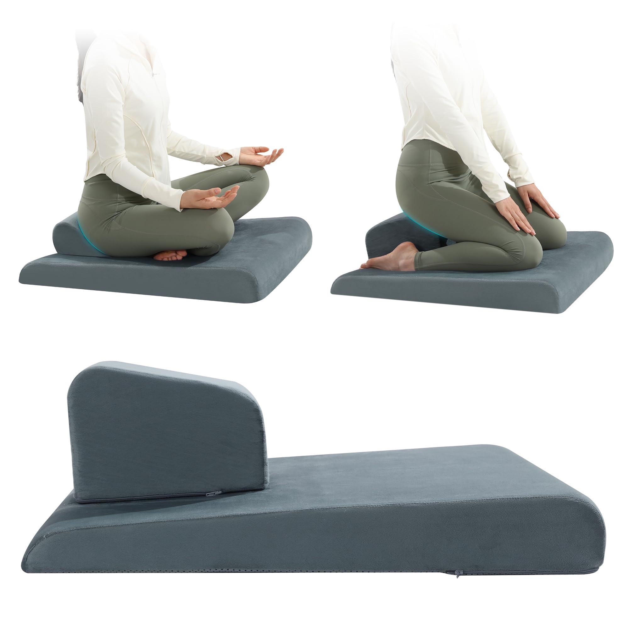 BALAPET Meditation Cushion Foam Meditation Pillows for Sit on Floor, Large Yoga Pillow,Ergonomic Meditation Cushion with Adjustable Cushions for Hip and Knee Support for Comfortable Kneel or Sit