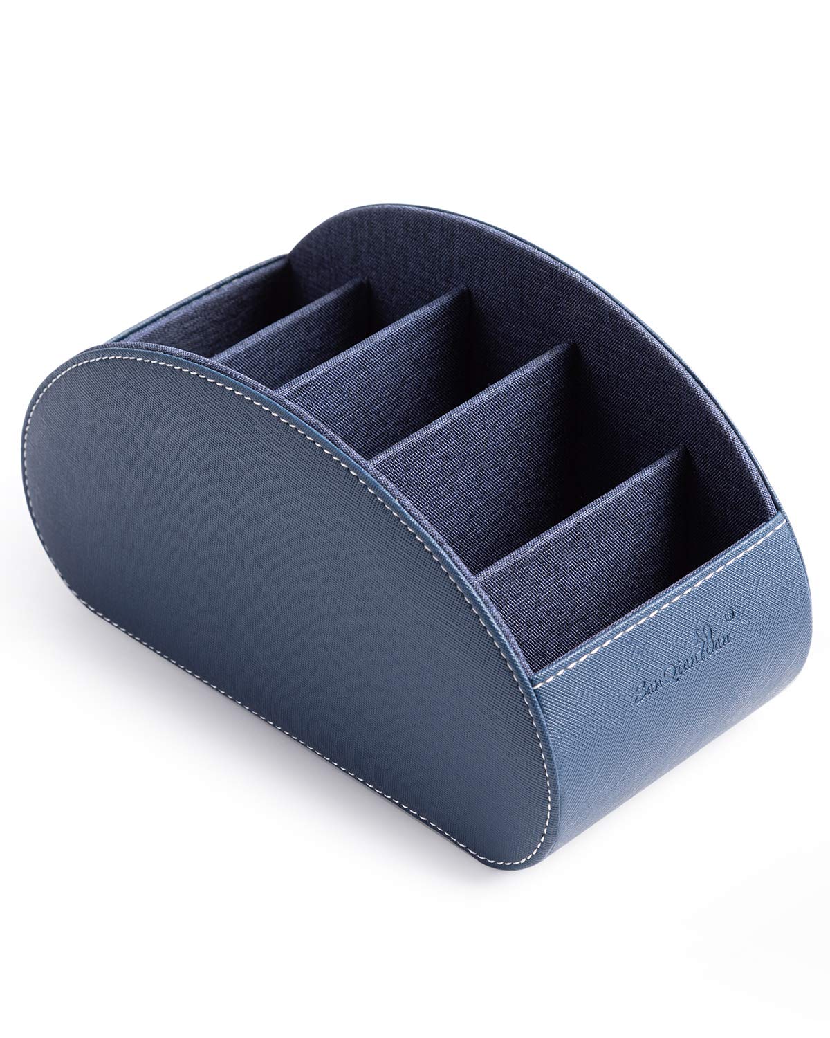 SANQIANWAN PU Leather Remote Storage Box Holder Remote Control Holder with 5 Compartments for TV Receiver DVD Desk Pen Kitchen Bathroom Makeup