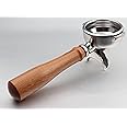 58mm Portafilter Double Spout Compatible with E61 Group Head, 2 ears 58mm Portafilter with Filter Basket and Wooden Handle
