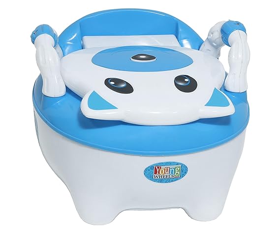 Young Wheels Baby Toilet Training Potty Seat with Upper Closing Lid and Removable Bowl (Blue)