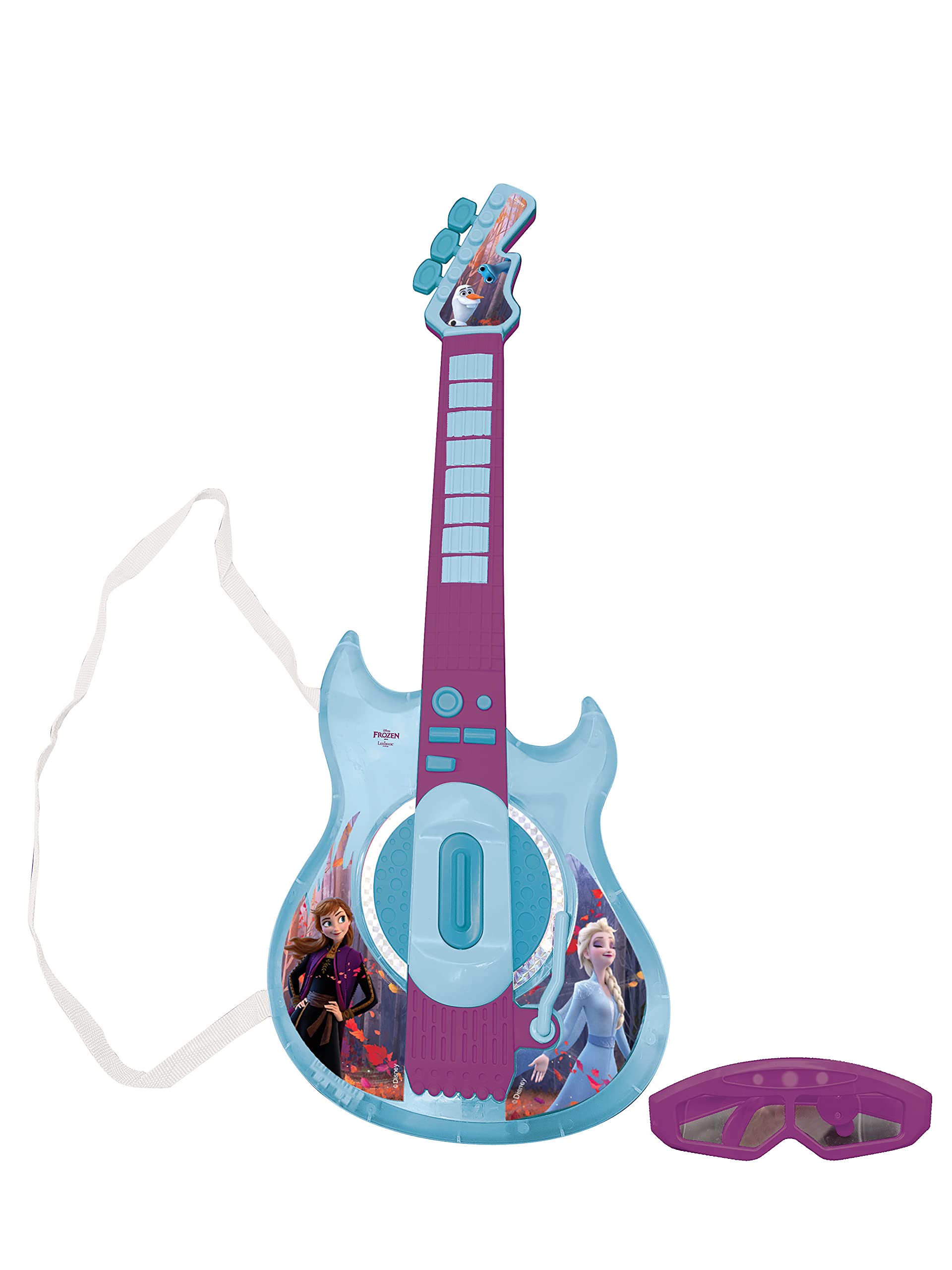Lexibook, Frozen, Light-Up Electronic Guitar with microphone, glasses with microphone, melodies, 2 game modes, MP3 input, blue/purple, K260FZ — image 1