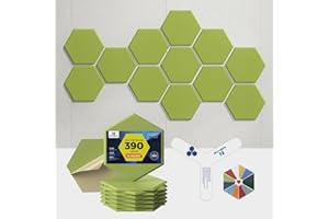 Dexmoko Self-Adhesive Acoustic Panels [390 lbs/yd³ Ultra-High Density], 2nd Generation Sound Absorbing Panel, Professional Level Sound Panel, Polyester Soundproof Foam [Size L, Fruit Green]