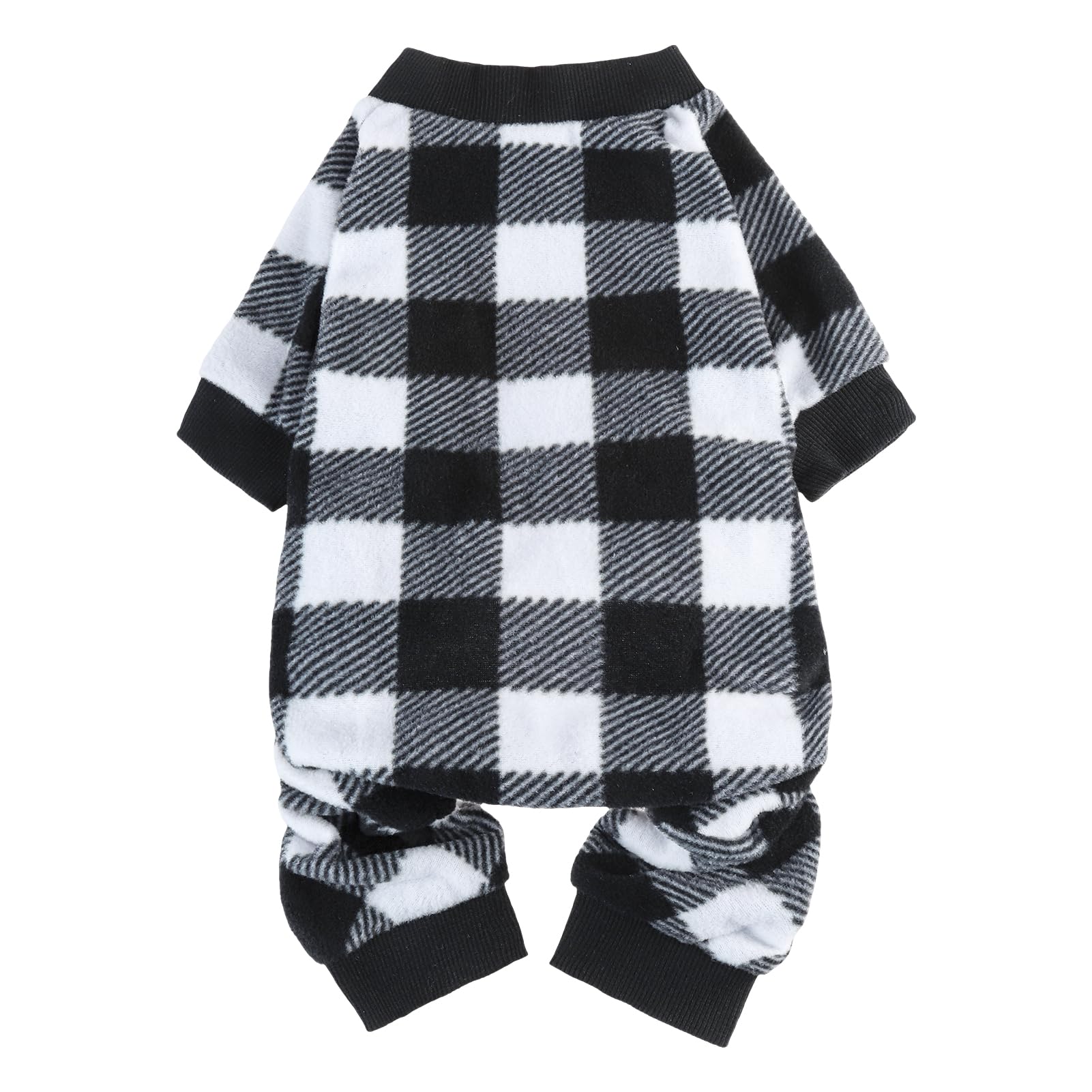 SCENEREAL Dog Pyjamas Jumpsuit for Small Medium Large Dogs Soft Pet Pajamas Sweater Clothes Checkered Warm Puppy Onesie Outfits for Doggie Winter Christmas - Dog Jumpers Jammies Pjs, Black XS
