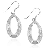 MIMI 925 Sterling Silver Hammered Open Oval Drop