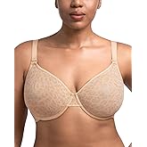 HSIA Minimizer Bras for Women Full Coverage Underwire Unlined Leopard Mesh Plus Size Bra for Big Busted