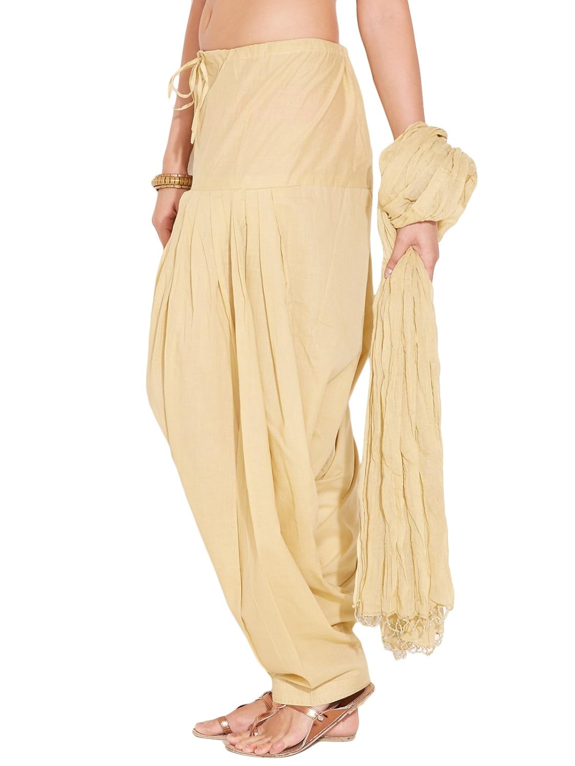 stylenmart ladies beige cotton regular fit with dupatta dupatta patiala set