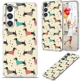 for Samsung Galaxy S23 Case for Girl Women Men,AKORAVO Full Protective Shockproof Slim Soft TPU Clear Phone Cover Cases with Cute Design for Galaxy S23,Cute Cartoon Animal Pet Dog Dachshund Paw