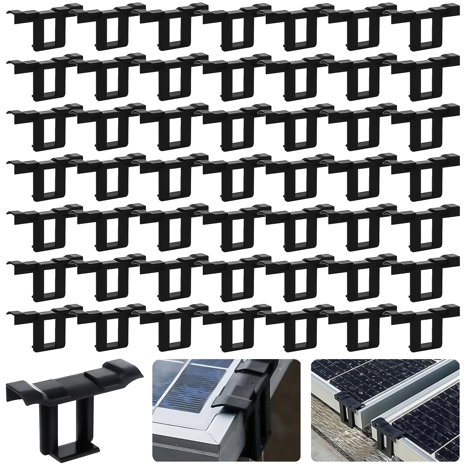 XSHAO® Pack of 30 Solar Panel Water Drain Clips, Water Drain Pv Modules Solar Drainage Clips, Solar Module Cleaning Clips for Photovoltaic Panel 30 mm