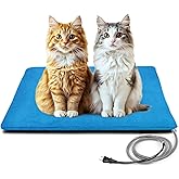 Outdoor Pet Heating Pad for Dog & Cat, Multi-Size Waterproof Heated Cat Dog Bed for Outside, Pet Heater Warmer Mat Blanket with Chew Resistant Cord for Senior Dog Cat House Whelping Box,Blue,16" x 20"