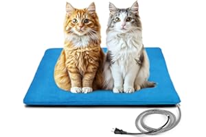 LESOTC Outdoor Pet Heating Pad for Dog & Cat, Multi-Size Waterproof Heated Cat Dog Bed for Outside, Pet Heater Warmer Mat Blanket with Chew Resistant Cord for Senior Dog Cat House Whelping Box,Blue,16" x 20"