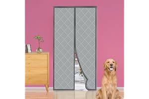 YRH Magnetic Insulated Door Curtain - Windproof Heavy Soundproofing, Oxford Cloth Polyester Cotton Thermal,(Fit for Door Size:36x82 Inch,Screen Itself Size:38x83 Inch, Grey)