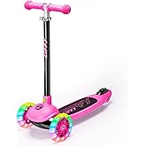 ZIFFY Multicolor 3 Wheel Scooter for Kids 3-5, Toddler Kick Scooters with LED Light-Up Wheels for Boys and Girls, 5 Adjustable Height and Lean-to-Steer Design, Support up to 110 lbs by JOVA