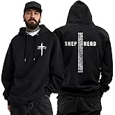 THIN MOUTH Christian Cross Hoodies for Men Women, Religious Faith Sweatshirt Psalms 23:1-3 Letter Print Hoodies Pullover