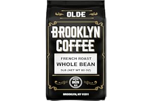 OLDE BROOKLYN COFFEE BROOKLYN COFFEE Whole Bean, French Dark Roast (5lb) Silky Smooth, Bold, Balanced - Fresh Bulk Coffee Beans Roasted Weekly in NYC