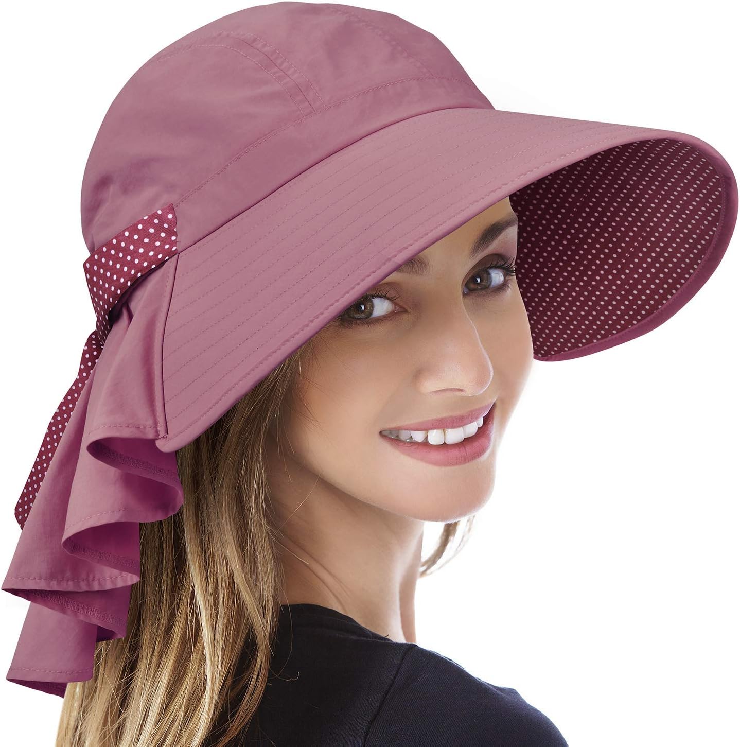Safari Sun Hats for Women Fishing Hiking Cap with Neck Flap Wide Brim Hat