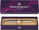 Bond & Regent Silver Chrome 24K Gold Rollerball Pen Luxury Grade