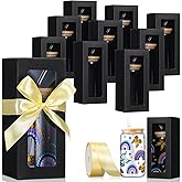 Honoson 24 Pcs Tumbler Gift Box with Ribbon for Sublimation Glass Exhibition Boxes Transparent for 12oz 16oz 20oz Drinking Cup Glasses Jars Mug Can Blanks(Black)