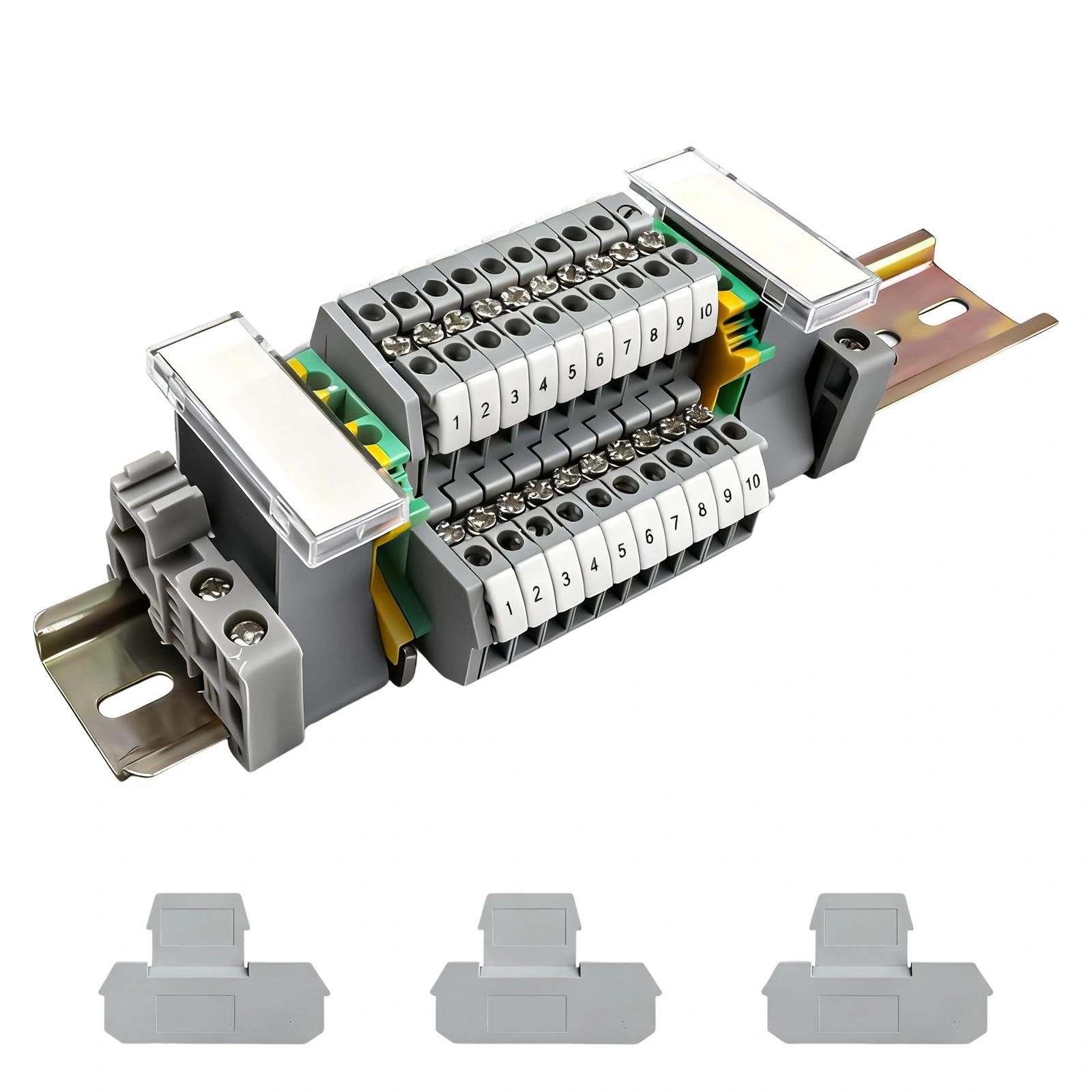 WJUAN DIN Rail Connection Block Kit UK/ MBKK2.5 DIN Rail Terminal Blocks, Connector Strip, Terminal Block Through Terminal Kit