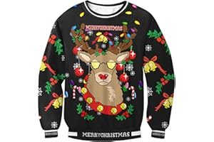 BesserBay Unisex Kids Ugly Christmas Sweater 3D Graphic Funny Long Sleeve Holiday Pullover Sweatshirt 4-14 Years