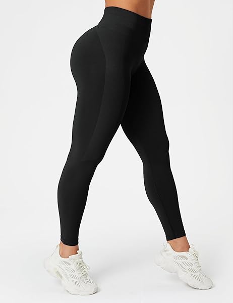 BAYDI WORKOUT LEGGINGS FOR WOMEN SEAMLESS SCRUNCH BUTT LIFFTING TIGHTS HIGH WAISTED GYM YOGA PANTS BLACK, MEDIUM
