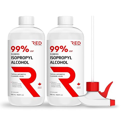 Isopropyl Rubbing Alcohol 99%, 2 x 500 mL - Pharmaceutical Grade, Household & Electronics Cleaner - 2 Bottles + Free Spray Bottle.