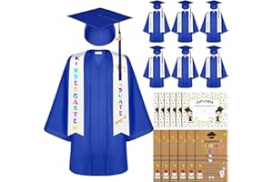 Silicherry 6 Sets Matte Kindergarten Graduation Gown Cap Set with 2024 Tassel Stole Certificate Graduation Gifts Bracelet