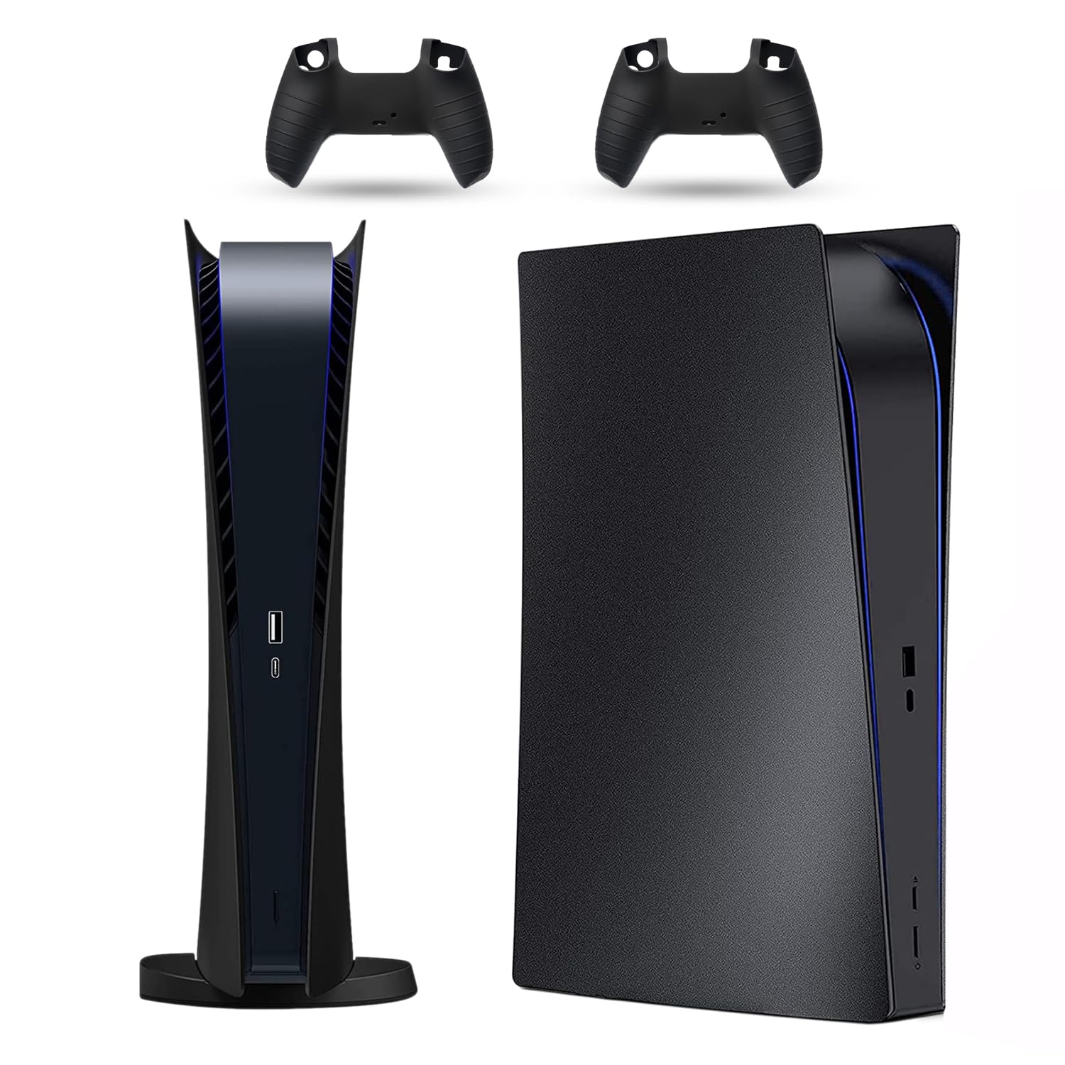 PEYANZ Faceplate for PS5 (Digital Edition), Cover Plate, ABS Shell, Printed Logo, Matt Skin, with Extra 2 Controller Silicone Covers