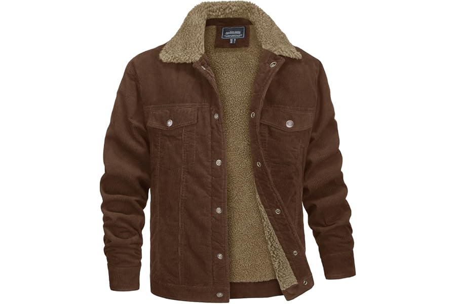 MAGNIVIT Men's Winter Jacket Corduroy Fleece Lined Jackets Cargo Coat | 5 Pockets,Corduroy,Fleece Lined,Winter,Cargo,Button D