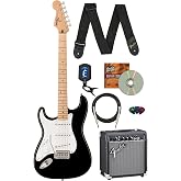 Fender Squier Sonic Stratocaster Left-Handed - Black Bundle with Frontman 10G Amp, Cable,Tuner, Strap, Picks, and Austin Bazaar Guitar DVD