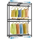 VIPEK X1 Expandable Clothes Rack Heavy Duty Adjustable Closet System Black | Adjustable Shelves and Hanger Rods from 2' to 3'5", Reach-in &amp; Walk-in Closets Metal Garment Racks Portable Closet Organizer