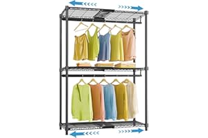 VIPEK X1 Expandable Clothes Rack Heavy Duty Adjustable from 2' to 3'5" with Adjustable Shelves and Hanger Rods, Reach-in & Walk-in Closets Metal Garment Racks Portable Closet, Black