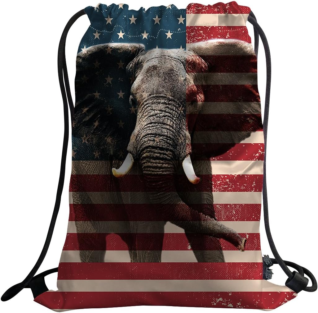 Violetpos American Flag Unisex Backpack Sports Bag Gym Bag Fashion Custom Elephant Animal
