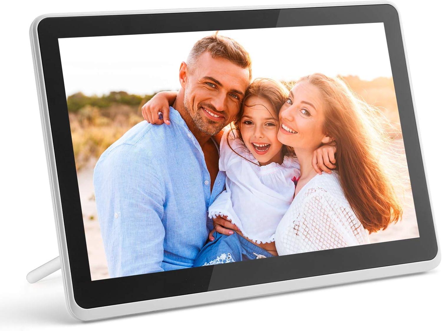 Digital Photo Frame WiFi Digital Picture Frame kimire 1920x1080 Touch Screen, Support Thumb USB Drive and SD Slot, Music Player, Alarm Clock, Share Photo and Video via APP, Cloud, Email(10inch White)