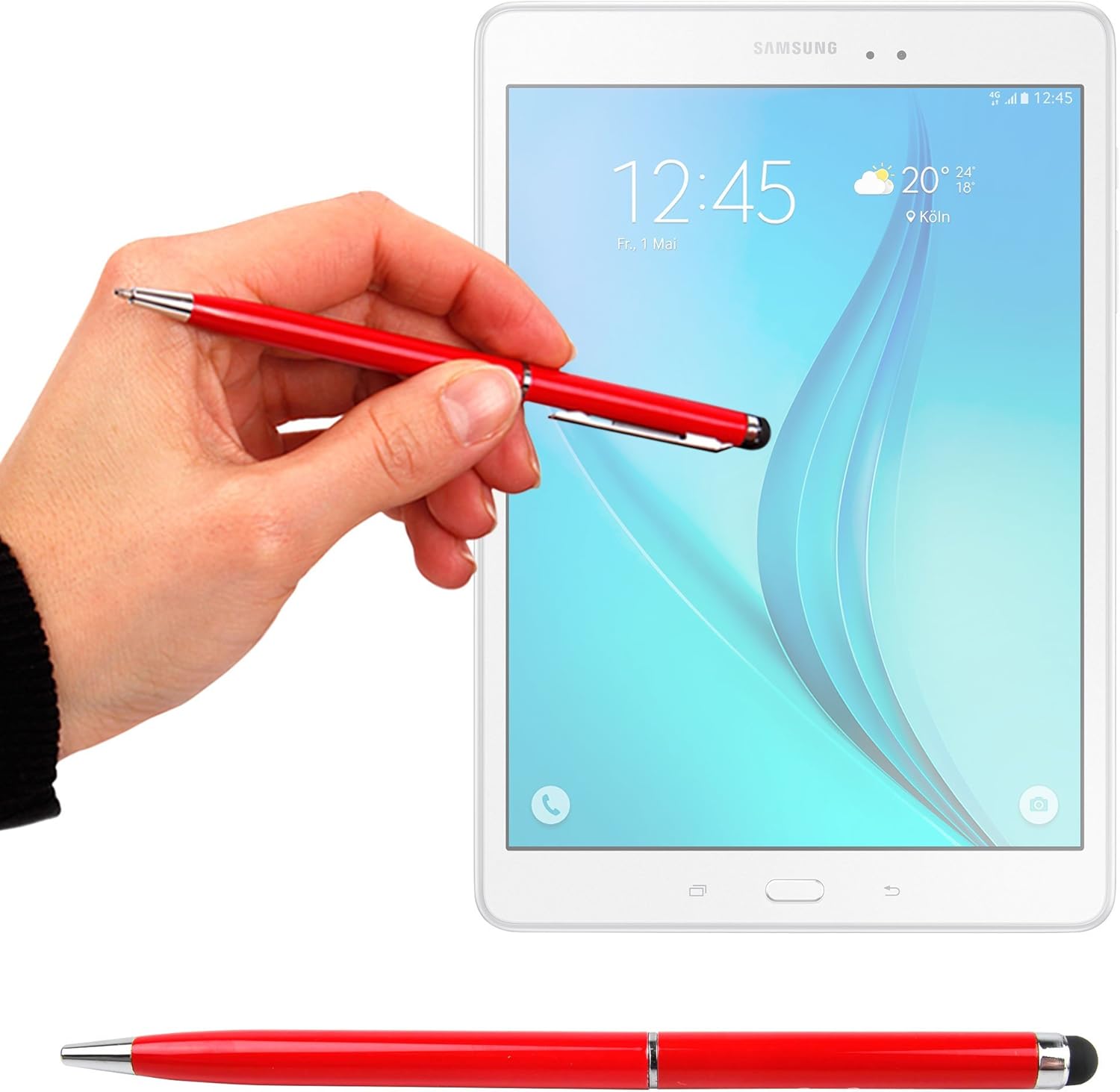DURAGADGET Lápiz Stylus Rojo + Bolígrafo (2 En 1) para Tablet Samsung