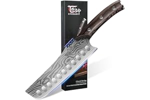 SYOKAMI Nakiri Chef Knife, 7.2 Inch Japanese Style Vegetable Kitchen Knife, Razor Sharp for Precision Cutting, Damascus Patte