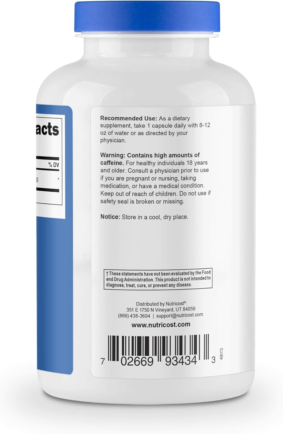 Nutricost Caffeine Pills 100mg Per Serving, 250 Capsules: Health & Personal Care