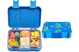 JOYHILL Lunch Box for Kids, Leak Proof Lunch Bento Box with 4-6 Compartment, Lunch Containers BPA-Free Bento Box for Adult Toddler Daycare School Office (M-Blue Dinosaur)
