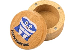 XIHIRCD Magnetic Tooth Fairy Box for Boys Girls, Wooden Tooth Keepsake Box for Lost Teeth Cute Tooth Holder Baby First Tooth Storage Box Birthday Souvenir Gift (Blue 2)