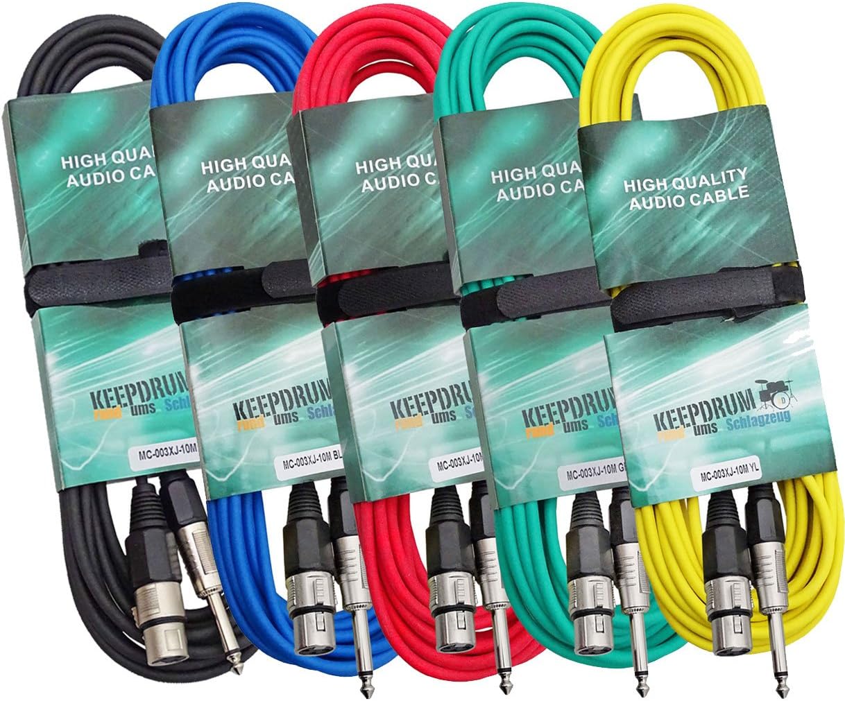 Câble Jack 6,35mm Mono Keepdrum 9m - Vert, Pour Guitare, Basse, Table De Mixage