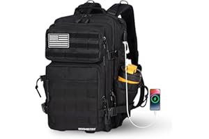 Boomistry 25L Military Tactical Backpack For Men and Women, Molle Army Assault Pack with Water Cup Bag (Black-25L)