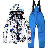 Mokitoni kids snowsuit ski suit pants jacket waterproof snowbibs for boys girls raincoat