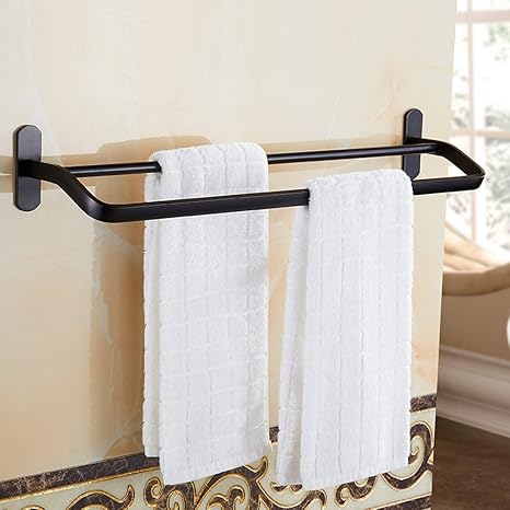 AGOAIX Negro Toallero Barra Doble Minimalista del Punzón De ...