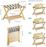 SMIBUY Luggage Rack Foldable Bamboo Stand with Storage Shelf Natural view 4