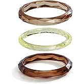HUAYUNFANG 3pcs Clear Acrylic Resin Bracelet for Women Trendy Geometric Acrylic Bangle Set Blue Transparent Stackable Resin Bracelets Jewelry